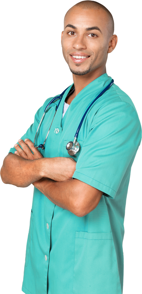 Portrait of a Medic Wearing Scrubs  
